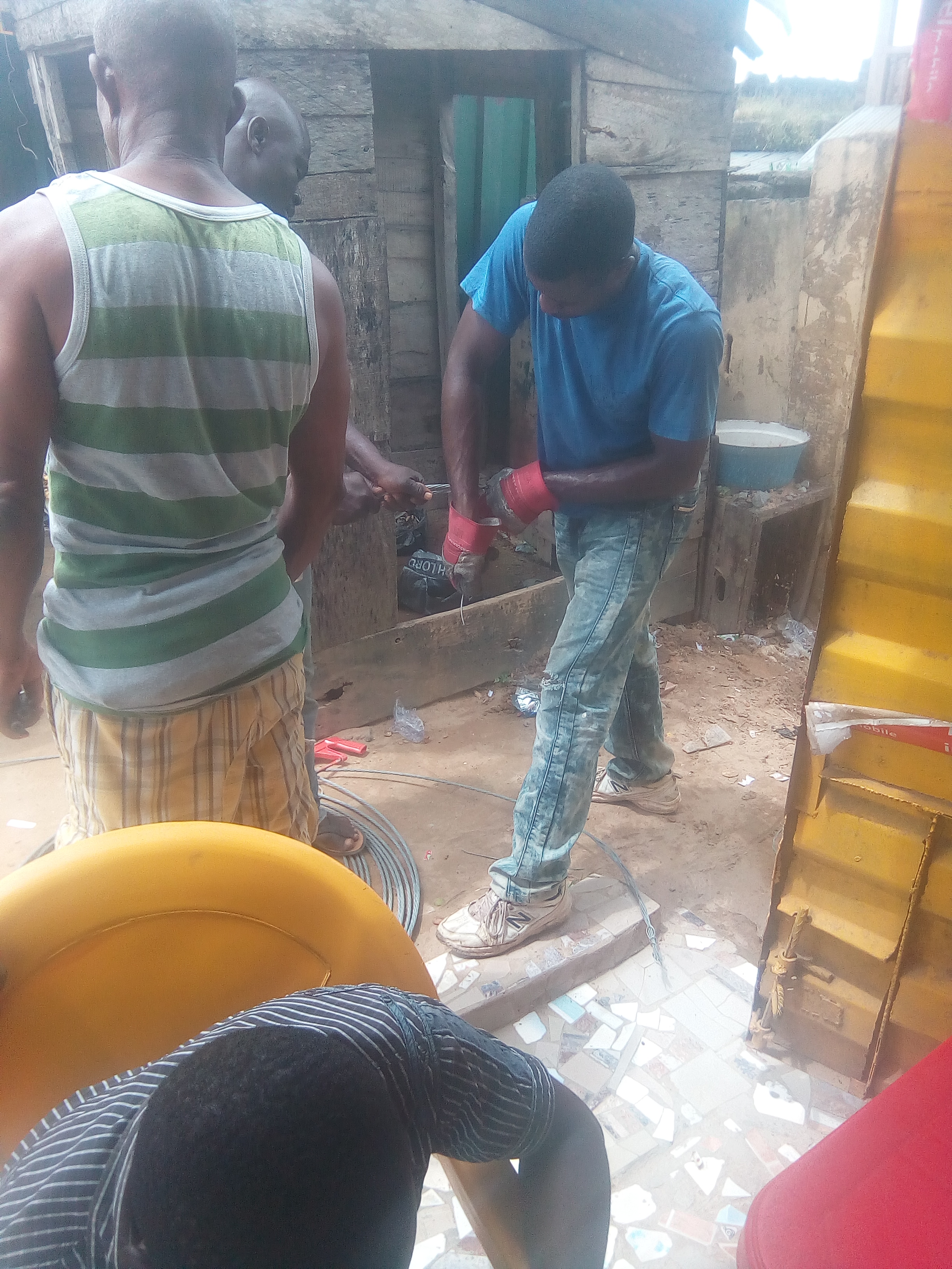 Team of electricians working on electrical installation